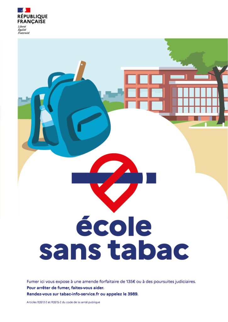 Visuel officiel des espaces (écoles) sans tabac.