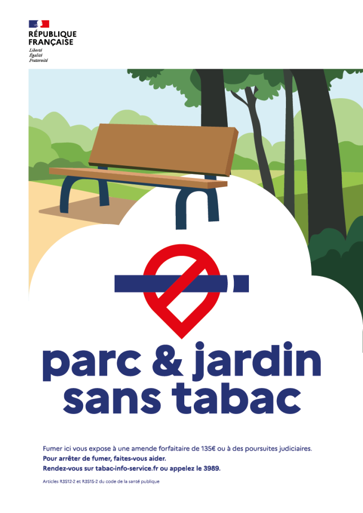 Visuel officiel des espaces (parcs et jardins) sans tabac.