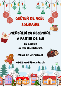 Visuel de l'événement avec des décos de Noël : sucre d'orge, pain d'épices, chalets en bois etc.