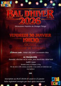 Affiche pour le Bal d'Hiver, affiche sur le Thème Stranger Things (thème de la soirée).