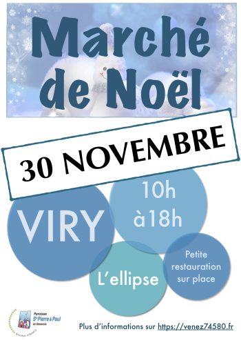 Affiche du Marché de Noël de la Paroisse indiquant l'heure, le lieu